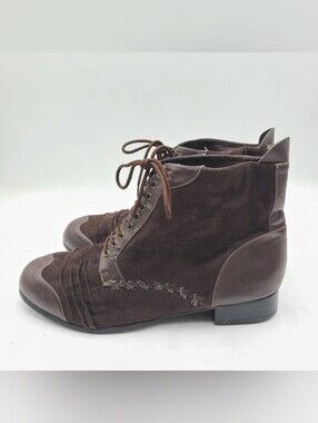 B49 The Mad Hatter Brown Leather Boots FUNTASMA  Size 12-13 L